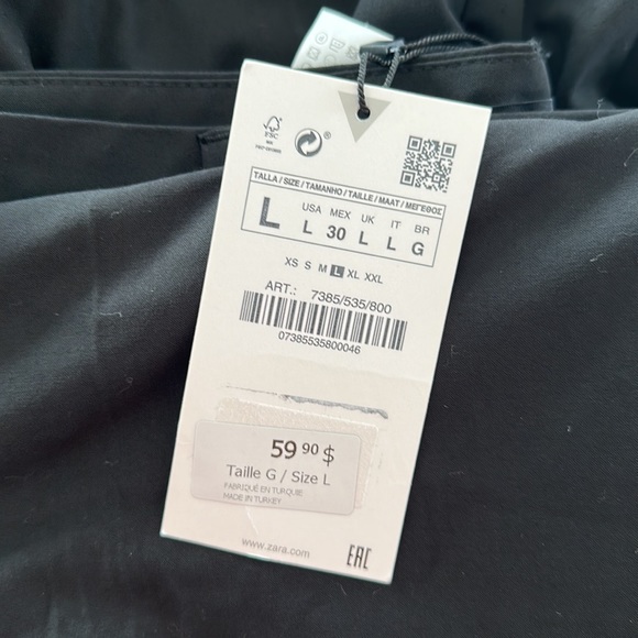 Zara Wide Leg Black Pant 7385/535/800 - Picture 3 of 4